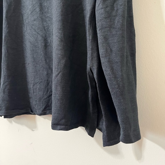 Eileen Fisher Black Silk Blend V-Neck Long Sleeve Blouse Size Medium - Picture 4 of 10